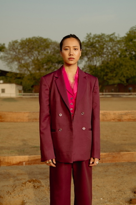 Burgandy Blazer Set