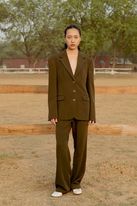 Olive 3 Button Blazer Set