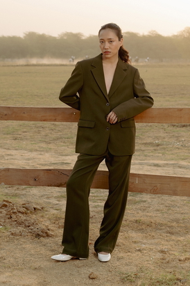 Olive 3 Button Blazer Set
