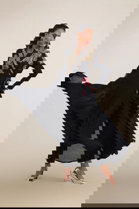 Black Double Breasted Kalidar Angrakha Set