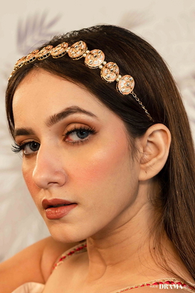 Peach and White Gold Plated Hair Band