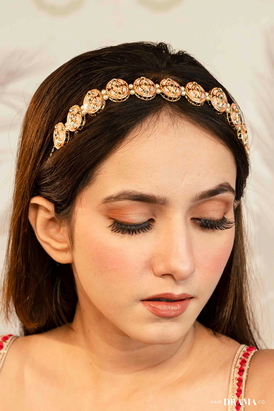Peach and White Gold Plated Hair Band