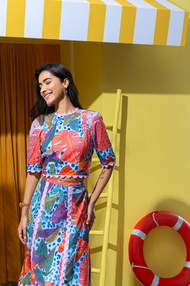 Vibrant And Striking Skirt Set
