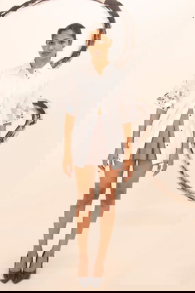 White Cotton Shirt With Mirror Embroidery