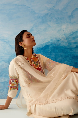 Ivory Cutwork Dupatta