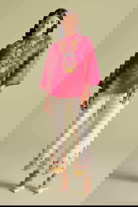 Ivory Mesh Detail Pants