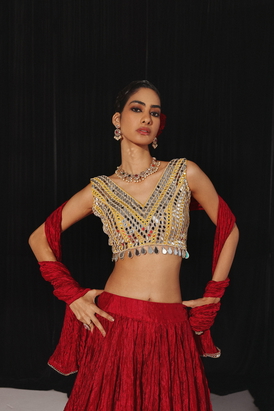 Golden Yellow Mirrorwork Blouse