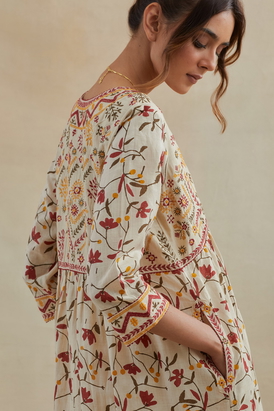 Beige Red & Floral Set