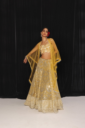 V Shape Tulle Cape With Mirror Spread