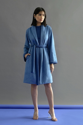Blue Suede Coat Set