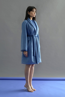 Blue Suede Coat Set