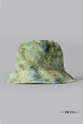 Kids Marbled Satin Bucket Hat - Sage Green