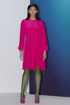 Hot Pink Box Pleat Dress