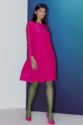 Hot Pink Box Pleat Dress