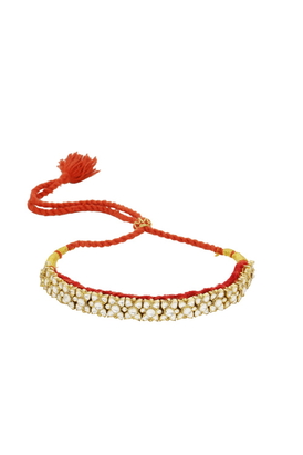 Red Thread Choker With Earrings