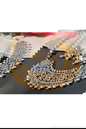 Kundan Necklace Gold Plated With Pearls Necklace Set