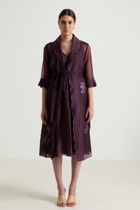 Lavender Jacket and Solid Overlap Dress