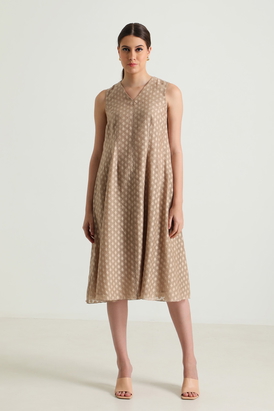 Printed Organza Jacket with Brocade Dress
