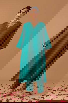 Teal Silk Kaftan