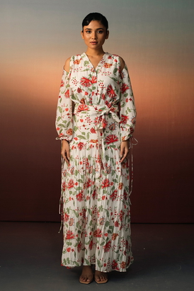 Printed Skirt With A Matching Wrap Belt Top