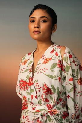 Printed Skirt With A Matching Wrap Belt Top