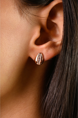 Rose Gold Plated White CZ Stud Earrings