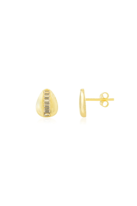 Yellow Gold Plated White CZ Stud Earrings