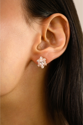 Rose Gold White CZ Stud Earrings