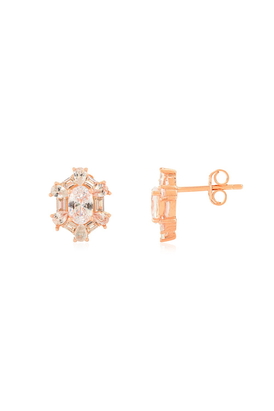 Rose Gold White CZ Stud Earrings