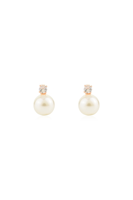 Rose Gold White CZ with Pearl Drop Earrings