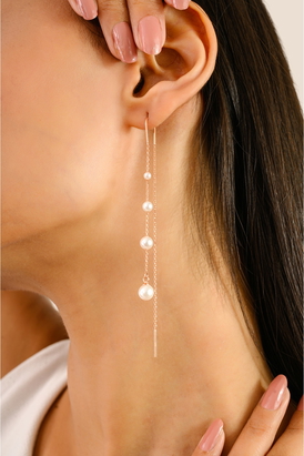 Pearl Long Threader Earrings