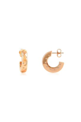 Rose Gold White CZ Hoop Earrings