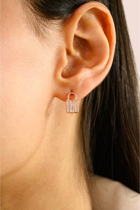 Rose Gold White CZ Lever Back Earrings