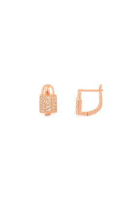 Rose Gold White CZ Lever Back Earrings