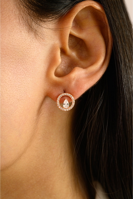 White CZ Rose Gold Tiny Stud Earrings