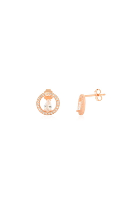 White CZ Rose Gold Tiny Stud Earrings