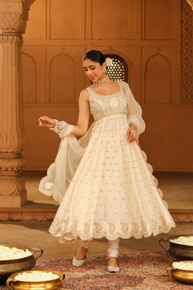 Wafiya Long Anarkali With Chooridaar And Dupatta