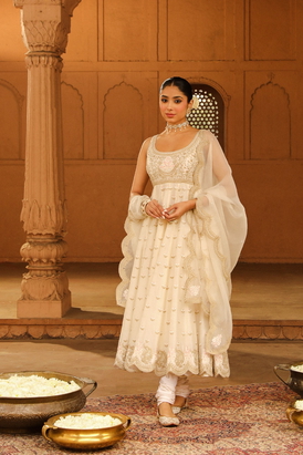 Wafiya Long Anarkali With Chooridaar And Dupatta