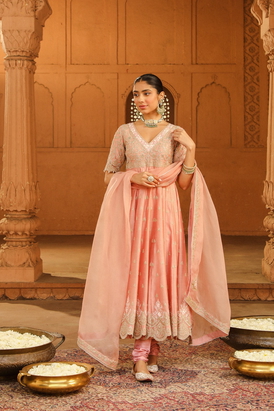 Wasifa Long Anarkali With Chooridaar And Dupatta