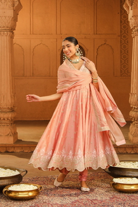 Wasifa Long Anarkali With Chooridaar And Dupatta