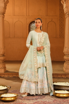 Ayda Short Kurta With Sharara And Dupatta