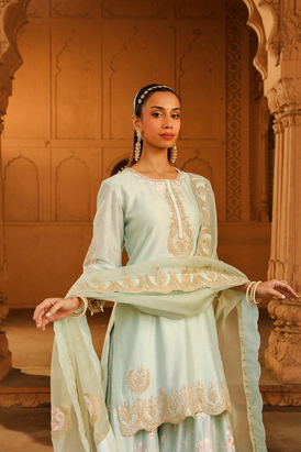 Ayda Short Kurta With Sharara And Dupatta