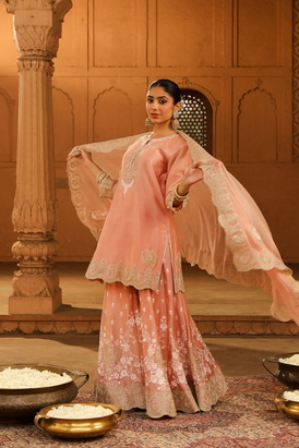 Ayda Short Kurta With Sharara And Dupatta