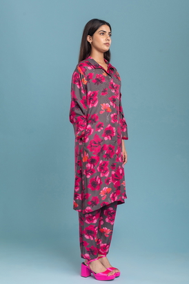 Grey Hiibiscus Kurta Sets