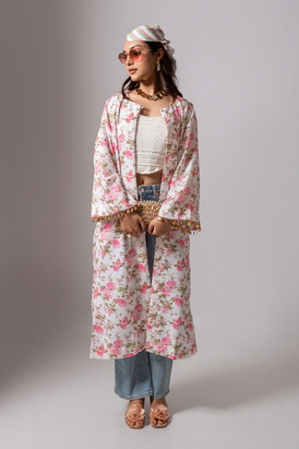 Linen Digital Print Blush Kali Jacket