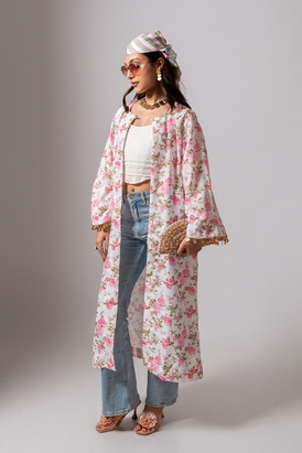 Linen Digital Print Blush Kali Jacket