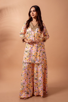Linen Digital Print Blush Kali Sharara Set