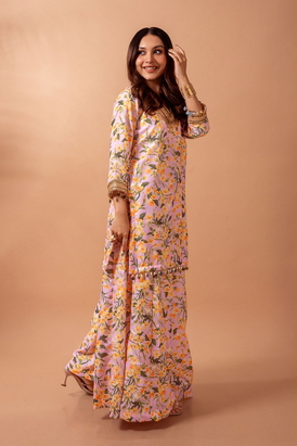 Linen Digital Print Blush Kali Sharara Set