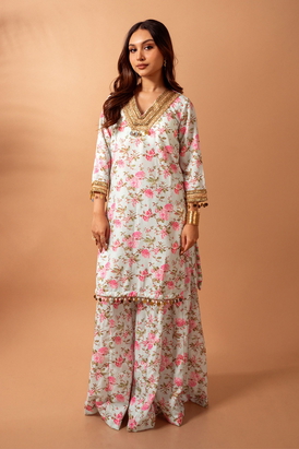 Linen Digital Print Kali Sharara Set