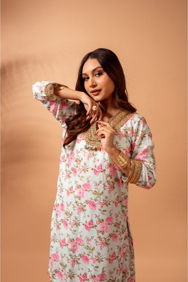 Linen Digital Print Kali Sharara Set